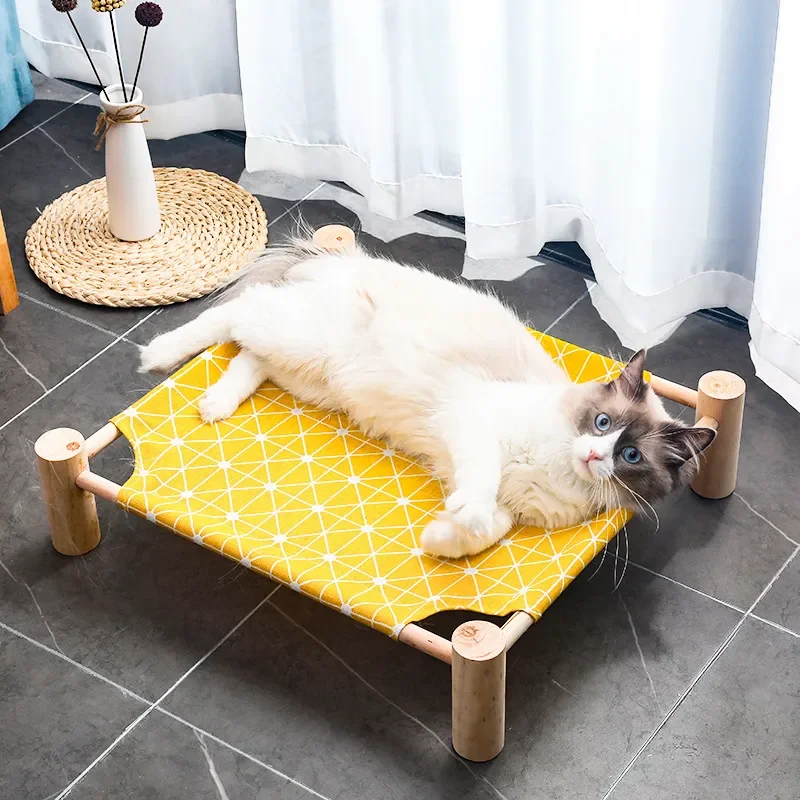 

Four Corner Cat Hammock Removable Cleaning Dog Bed Solid Wood Dog Nest Off The Ground Are Used All Seasons Pet Sleeping Supplies