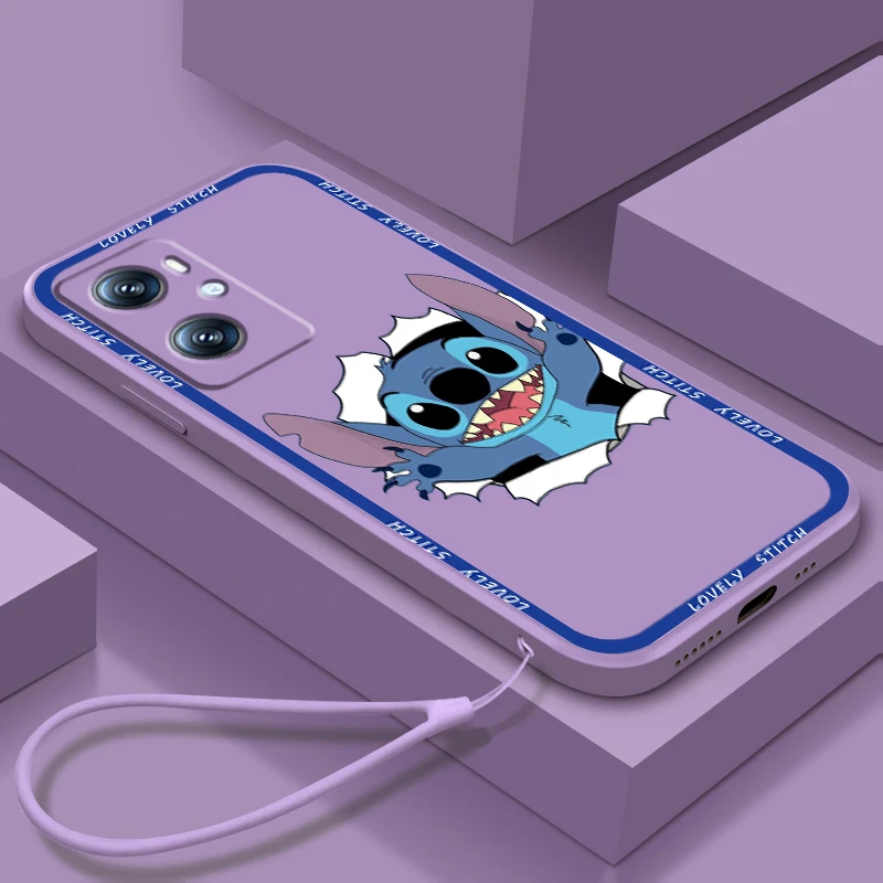 

Disney Stitch Art Cartoon Phone Case For OPPO Find X5 X3 F21 Lite A96 A94 A93 A77 A76 A74 A72 A57 A53S A16 A9 5G Liquid Rope