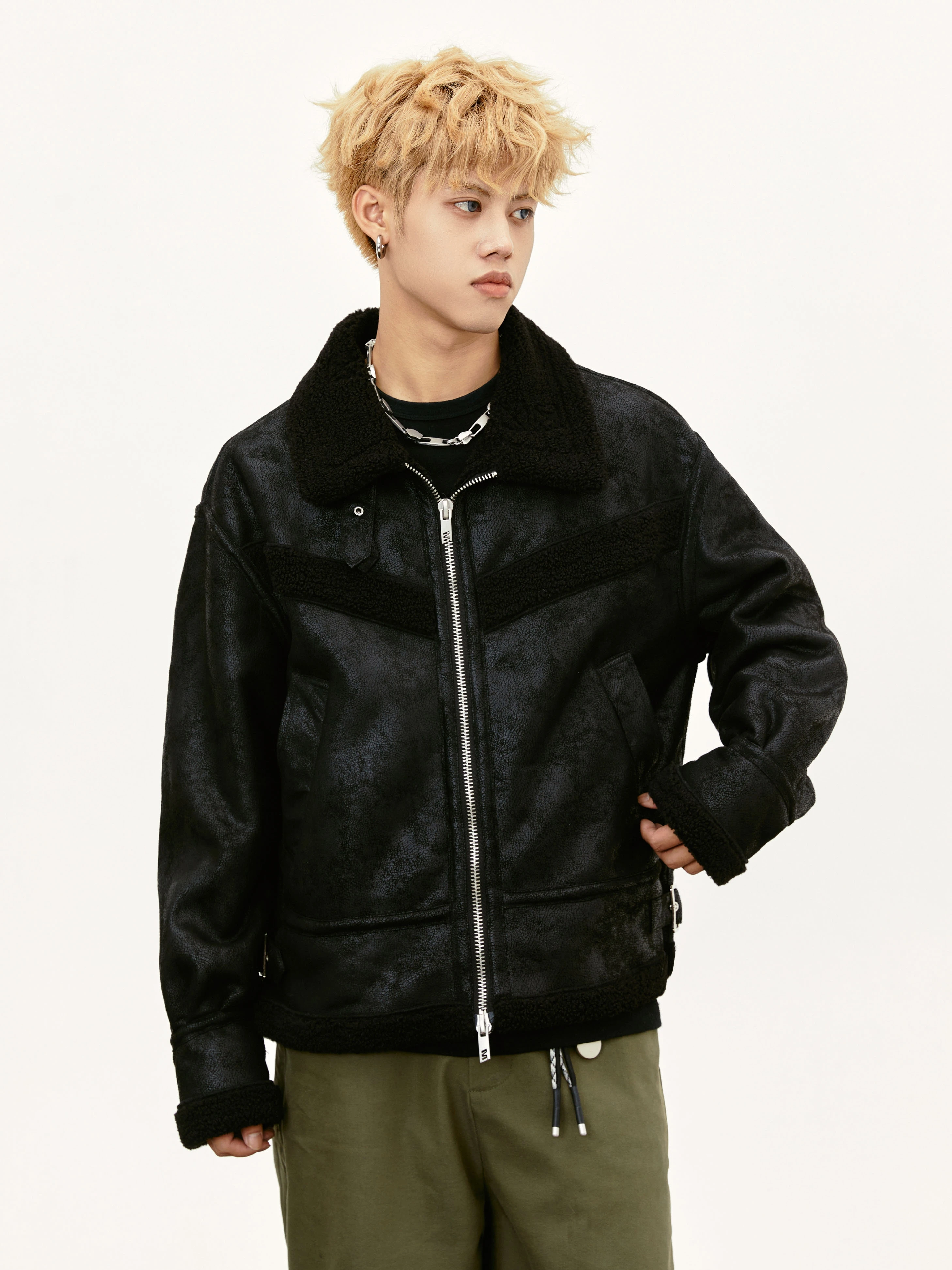 Винтажная меховая интегрированная флисовая куртка MADEEXTREME для мужчин зимнее