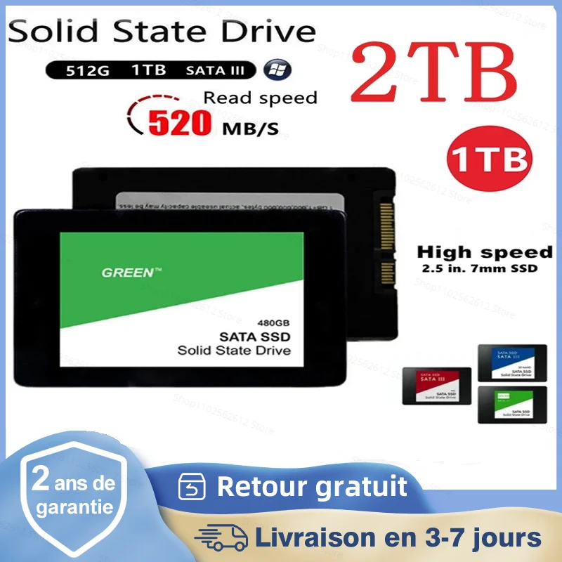 

2.5Inch SATA SSD High Speed SSD 120GB 240GB 480GB 500GB 512GB HD 1TB Internal SSD 2TB Solid State Drive For Laptop SSD Notebook