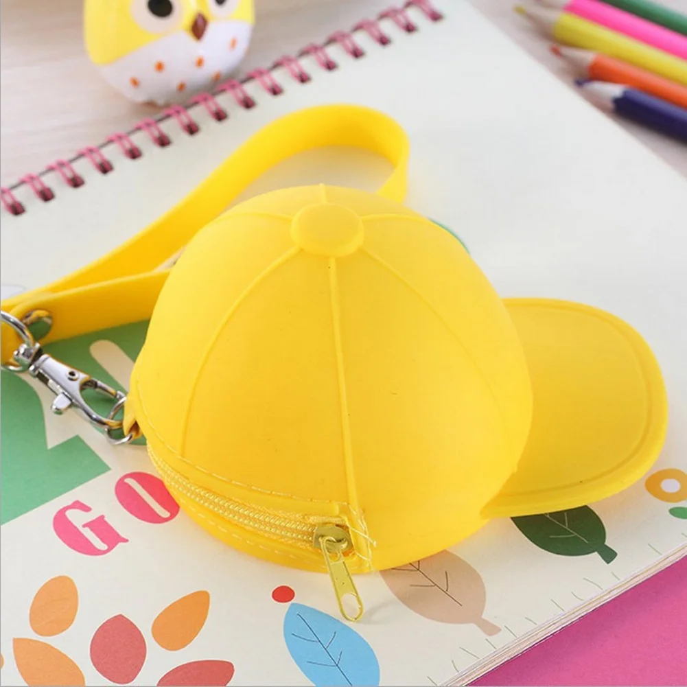 Silicone Ladies Coin Purse Key Case Cute Baseball Cap Coin Purse Zipper Girl USB Cable Earphone Storage Bag Creative Handbag