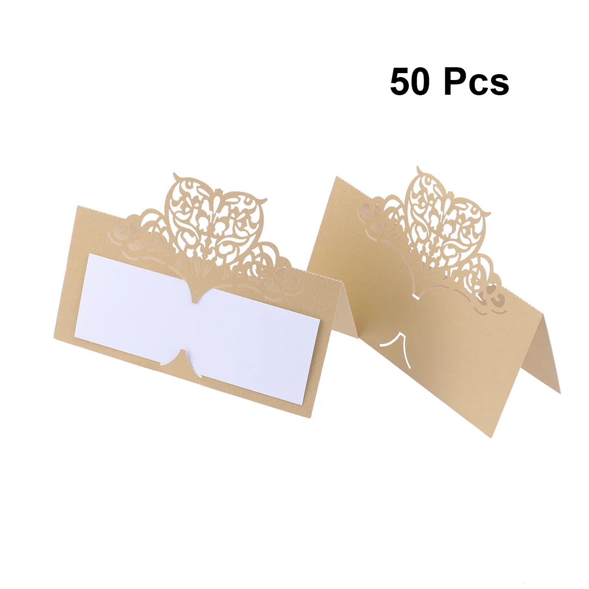 

50pcs Place Cards Golden Hollow Floral Reception Cards Table Cards Name Cards for Banquet
