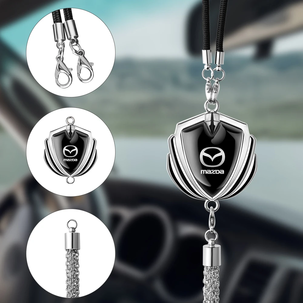 

3D Metal Car Badge Rear View Mirror Pendant Hanging Ornaments Auto Accessories For Mazda 2 3 cx5 6 RX CX3 CX4 CX8 CX9 Axela MS