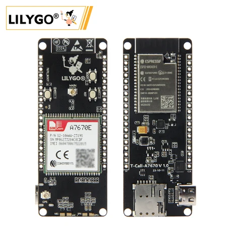 LILYGO® T-Call A7670 Макетная плата 4G 2G ESP32, A7670E LTE GSM Сотовая сеть, Стандартный беспроводной модуль Wi-Fi Bluetooth
