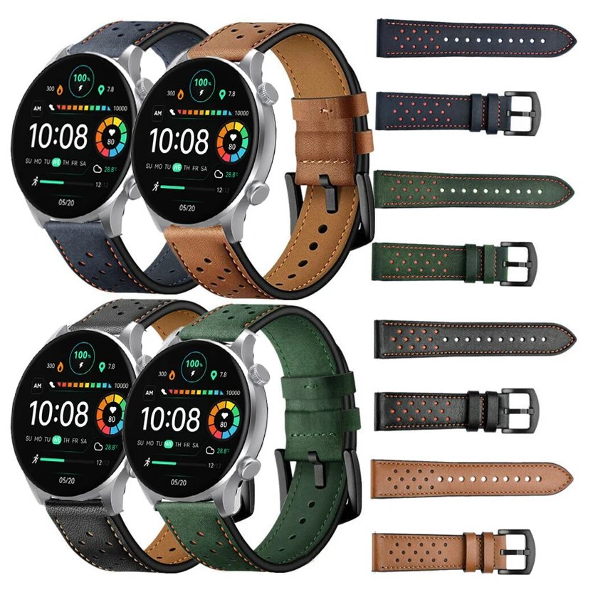 Ремешок из натуральной кожи для часов HAYLOU Solar Plus RT3 винтажный сменный браслет