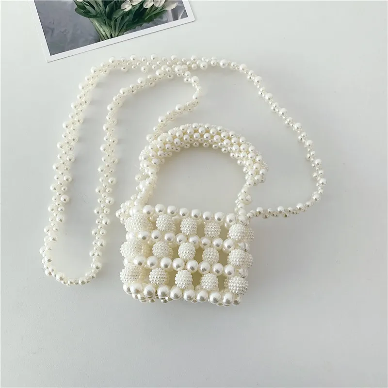 Customized Handmade Women Pearls Handbags Raspberry Beads Mini Tote Crossbody Bags Princess Girls Shoulder Pouch Clutch Evening