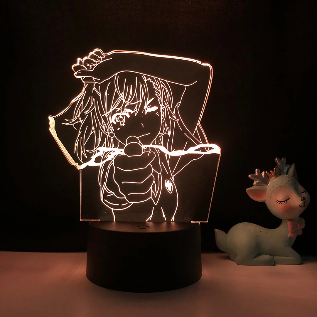 

3d Led Lamp Anime A Certain Scientific Railgun Misaka Mikoto Figure for Bedroom Decorative Nightlight Birthday Gift Night Light