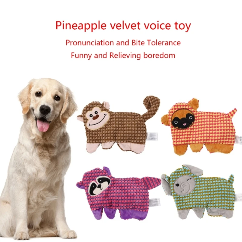 

Собака, плюшевая игрушка, пищащие животные для собак, Интерактивная немягкая игрушка для жевания домашних животных для маленьких и средних собак, кошки, уменьшающая скуку B03E