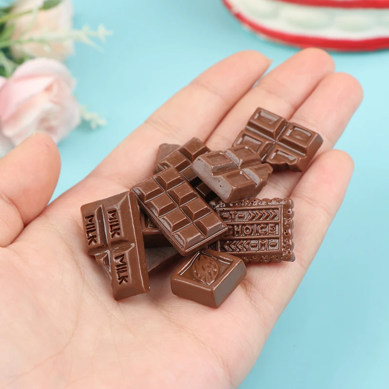 10Pcs 1:12 Dollhouse Miniature Chocolate Snacks Model Food Accessories For Doll House Decor Kids Pretend Play Toys Gift