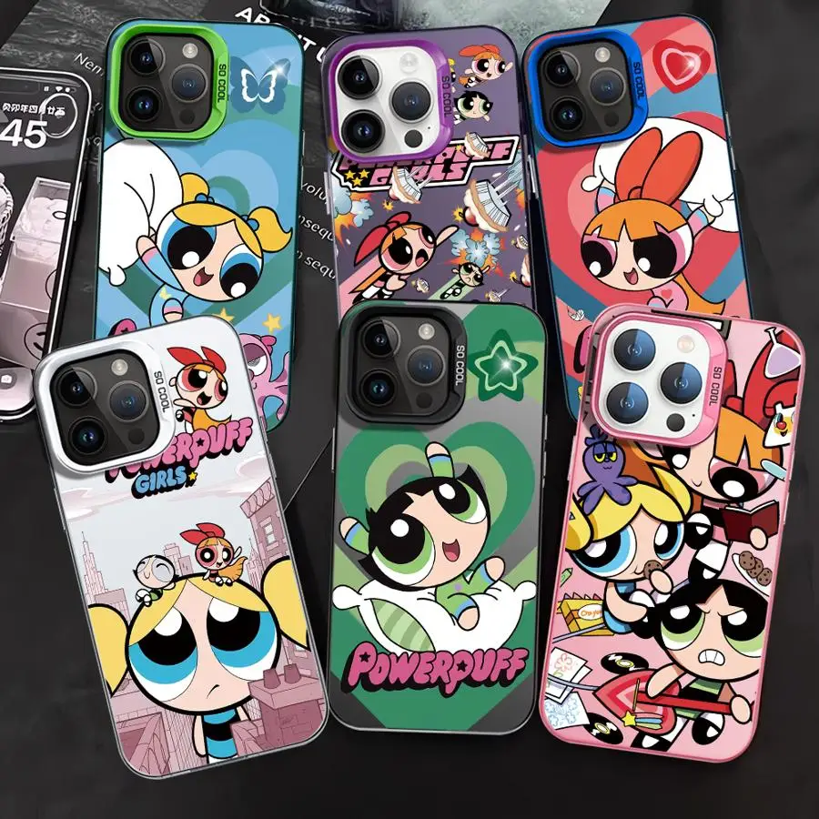 P-ower-puffs Girls Phone Case for iPhone 13 12 11 15 16 14 Pro Max 16Pro Plus 13Pro Cover