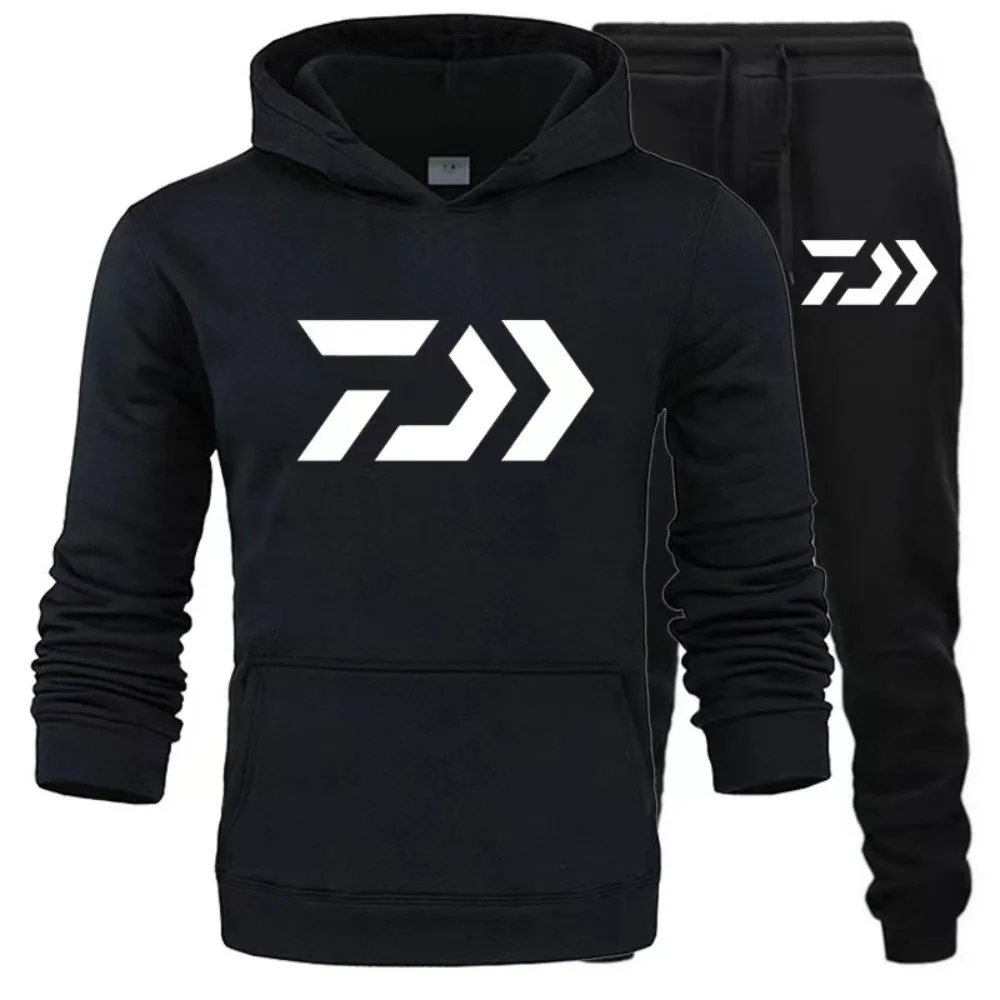 

Autumn and Winter Sweatshirt Big and Fishing Print 2 Piece Sweatshirt + Sweatshirt Couple Hoodie Suit Women's Clothing