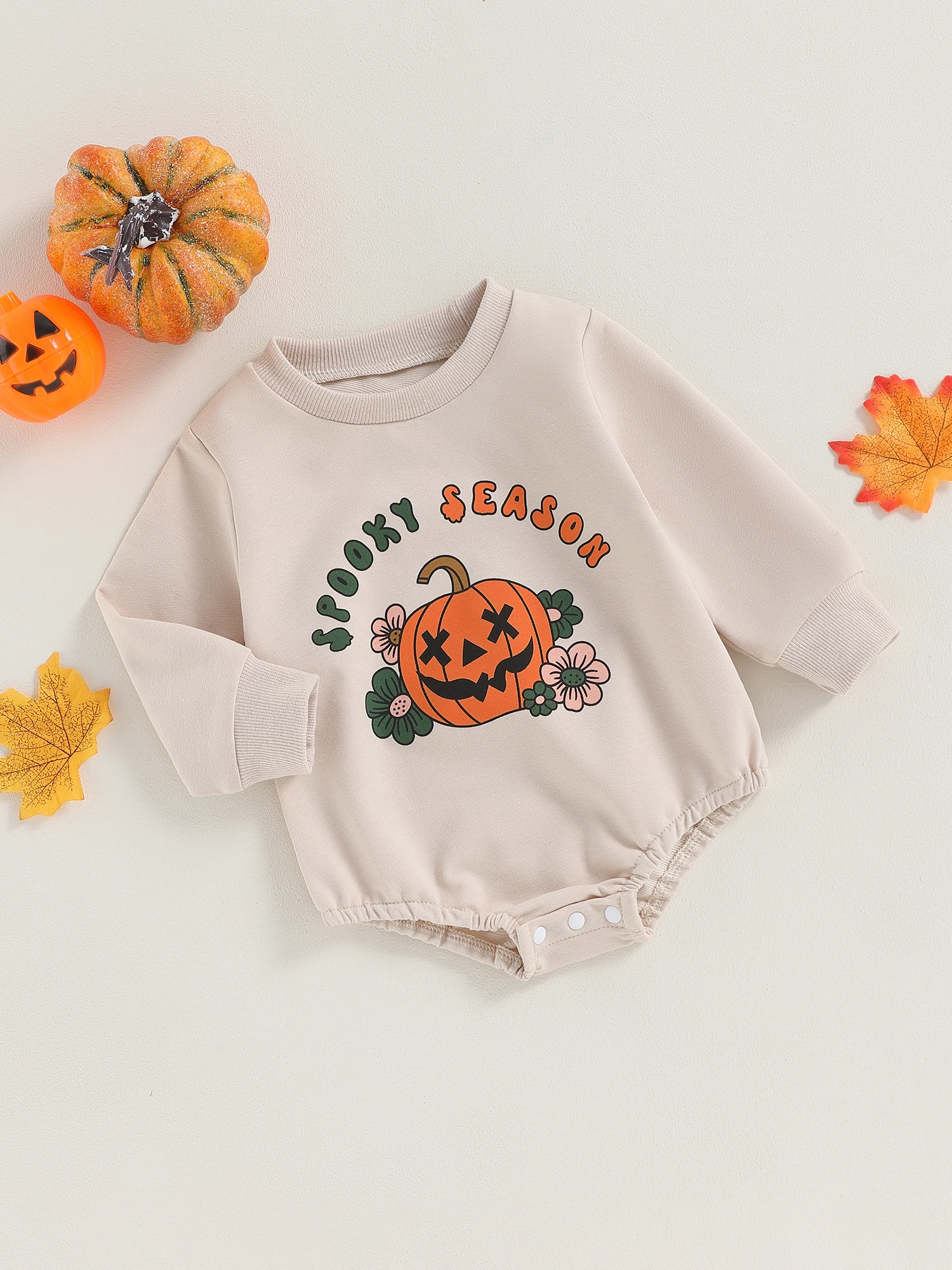 

Cute Halloween Costume for Infant Toddler Pumpkin Patch Jumpsuit with Hooded Sweater - Fall Holiday Outfit for Baby Boy Girl