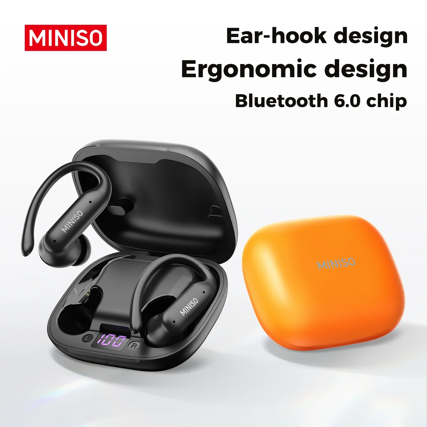 Фото Беспроводные наушники MINISO MS219 TWS, неощутимые при ношении, с безопасным креплением на ухо, Bluetooth-наушники с длительным временем автономной работы №1