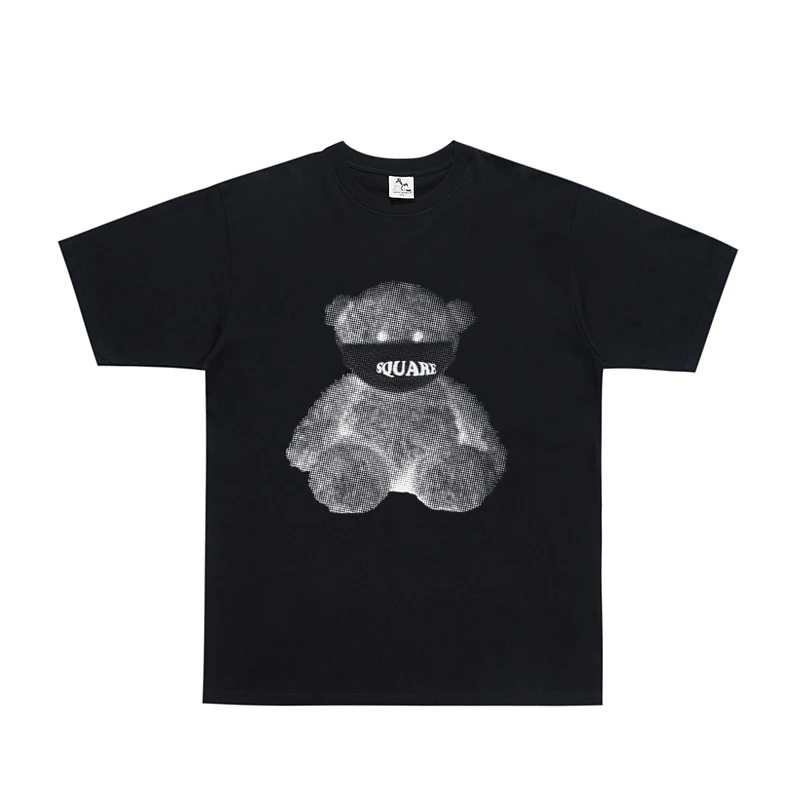 Оригинальная Универсальная футболка с квадратным принтом медведя Houlest Модная