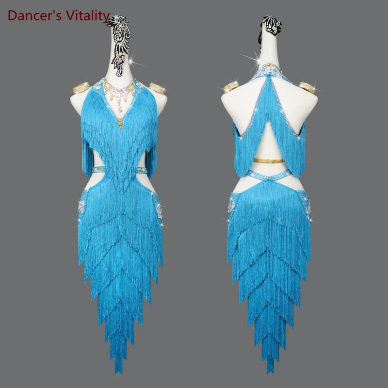 

Платье для латиноамериканских танцев, одежда для взрослых и детей, одежда для выступлений, юбка с бахромой для танцев румбы, платья с цветами, одежда Chacha