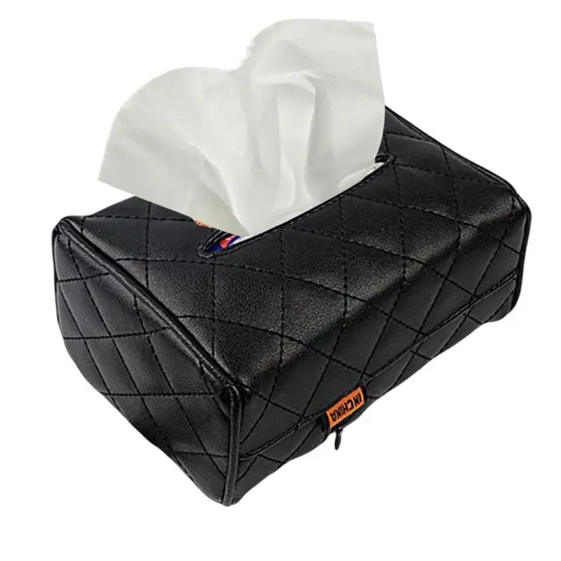 

1pcs PU Leather Car Tissue Box Cover Sun Visor Seat Back Hanging Type Car Tissue Box Holder Armrest Box Towel Storage Case