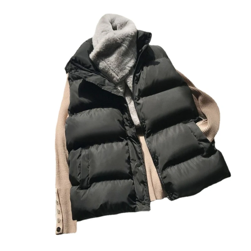 

Women Cotton Down Vest Loose Waistcoat Warm Padded Puffer Vests Sleeveless Parkas Black Jacket Outerwear Winter Clothes