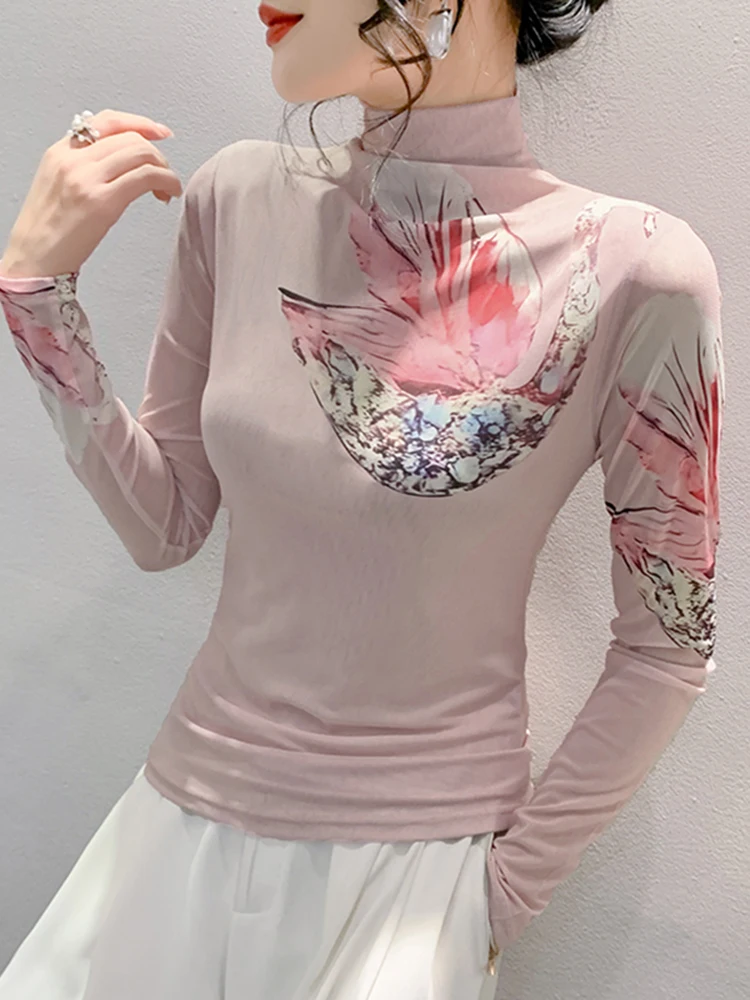 Маленькая кружевная рубашка с принтом европейских товаров осенне-зимняя