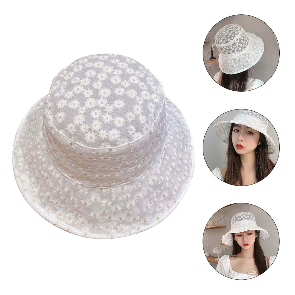 

Sunflower Protection Hat Travel Fisherman Fashion Bucket Daisy Lace Miss Women Cap