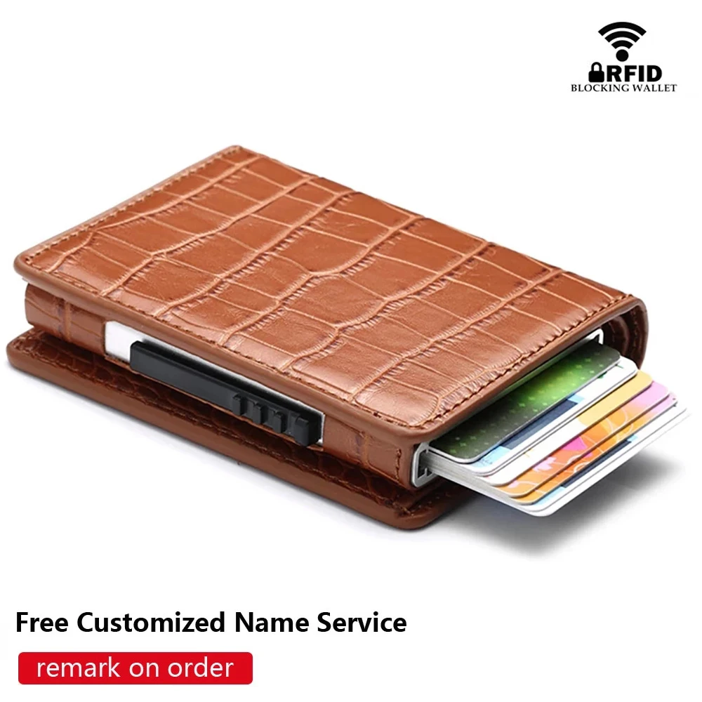 

Bisi Goro 2022 New Men Wallet Credit Card Holder With RFID Aluminum Case Box Cash ID Card Holder Purses Money Purse Smart Wallet