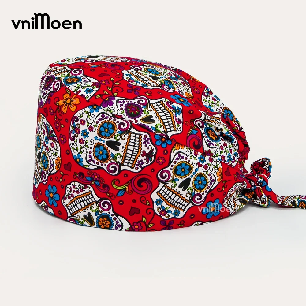 Лабораторные скрабы хлопковая дышащая шапочка с мультяшным рисунком для