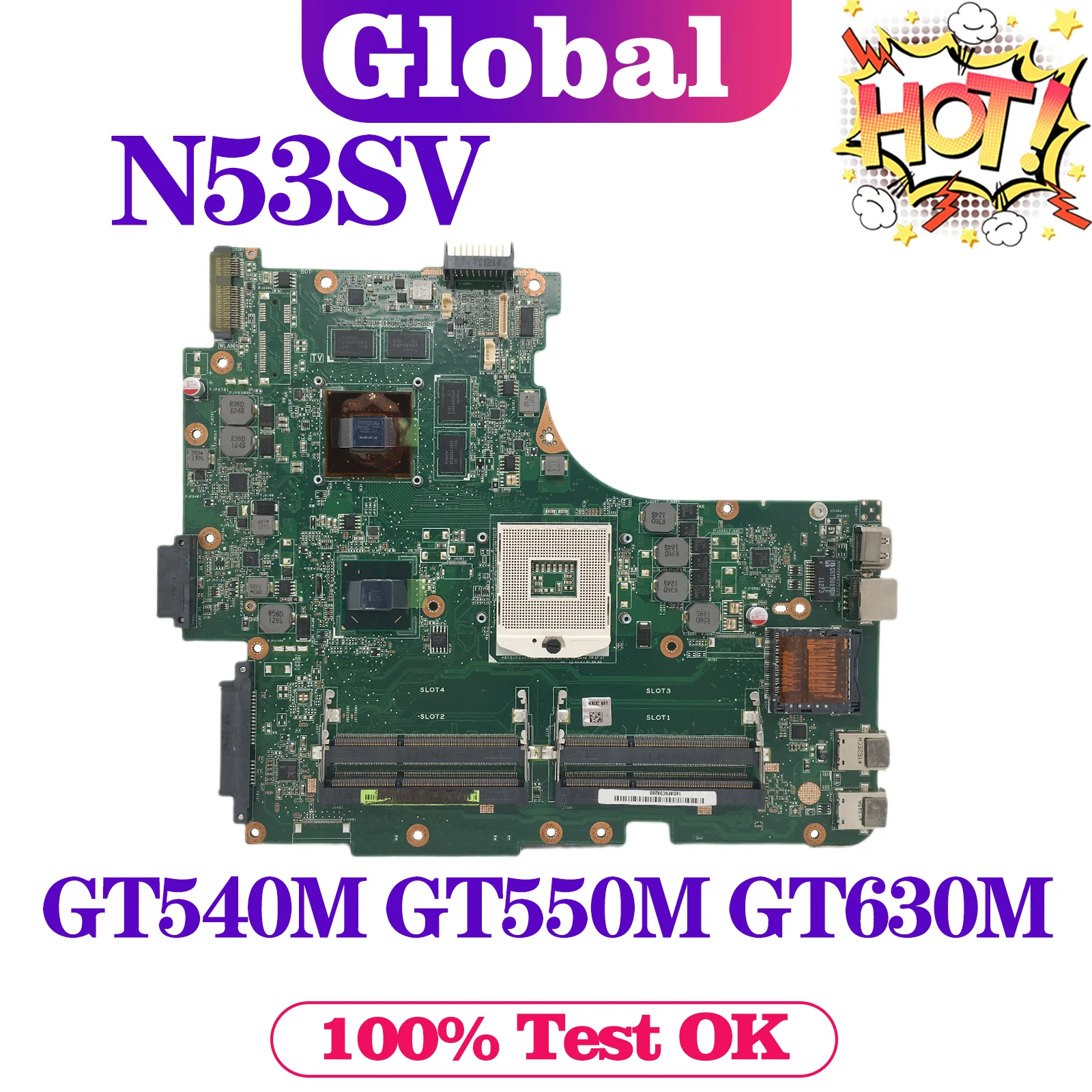 Материнская плата N53SV ASUS N53S N53SN N53SM GT540M GT550M GT630M 2 или 4 * слота материнская REV: - купить
