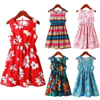 vogueon girls summer sleeveless casual print dress fashion bohemia style dresses children floral vestidos clothing for holiday