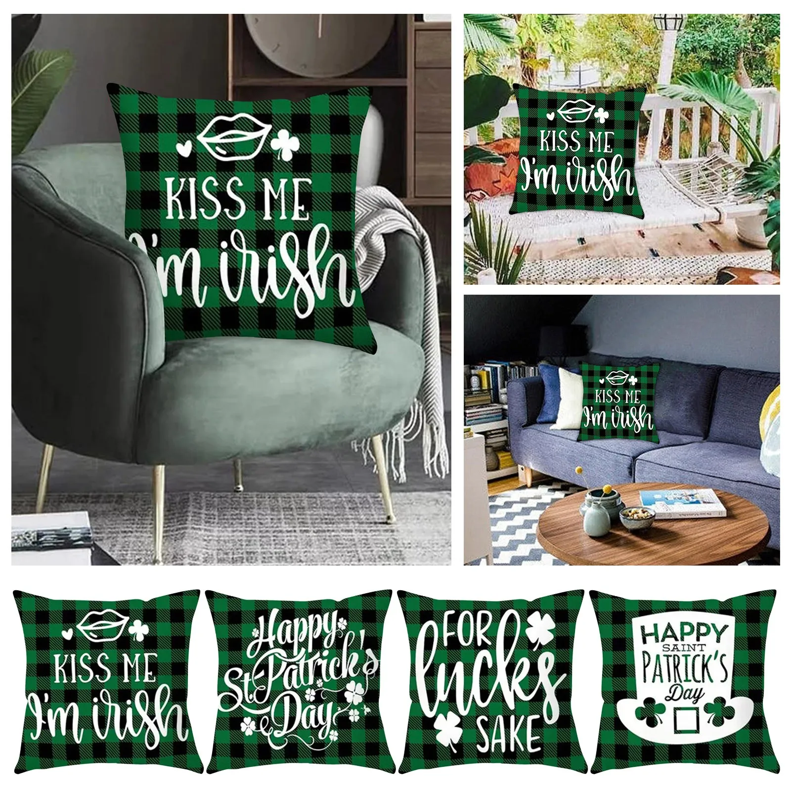 

Irish Day Pillowcases Living Room Sofa Bedroom Decoration Pillowcases Silk Pillowcase Envelope Closure