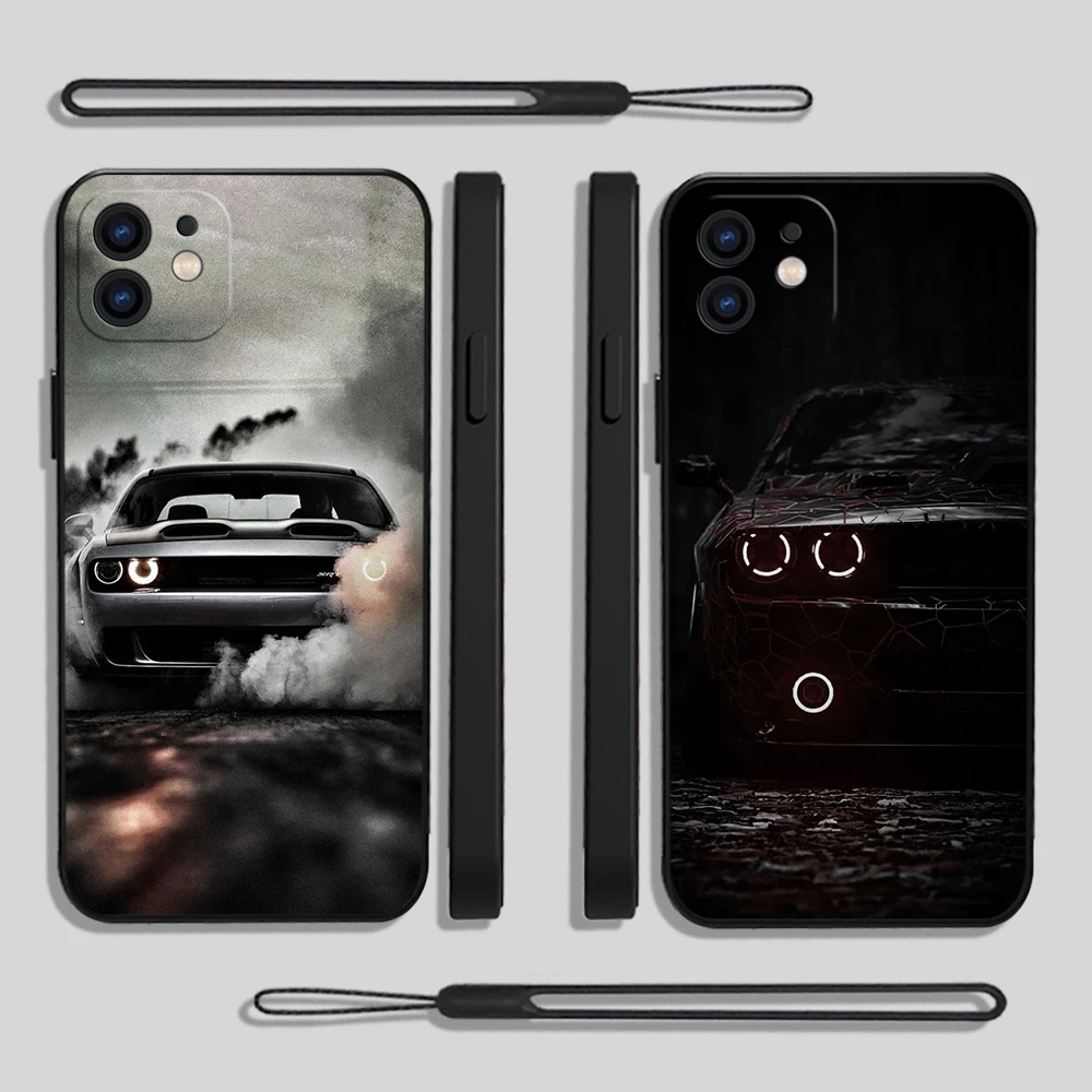 

Dodge Challenger S-SRT Burnout Phone Case For iPhone 14 13 12 11 Pro Max Mini X XR XS MAX SE20 8 7 Plus Cases with Hand Strap