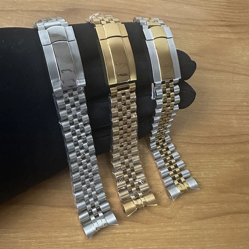 Фото Совместим со стальным ремешком Rolex Datejust Datejust Oyster Perpetual, мужской браслет из нержавеющей стали с твердыми изогнутыми звеньями 20 мм 21 мм №1