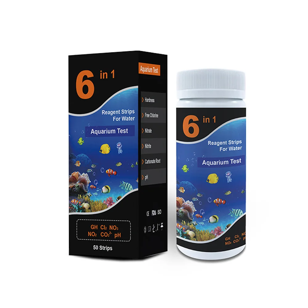 

50 Strips 6 in 1 Professional Water Test Strips Chlorine Nitrate Nitrite PH Hardness Testing Strips for Swimming Pool Aquarium