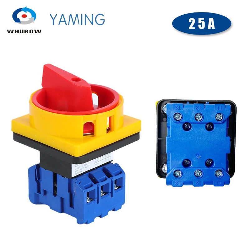 Отсоединяемый переключатель изолятора YMD11-25, переключатель питания 690 В, 25 А, 3-полюсный переключатель, основная Поворотная Серебряная контактная Аварийная остановка