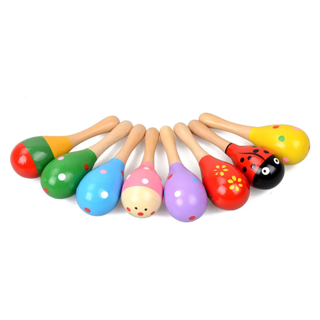 

Hot Sale Small Wooden Rattles Egg Shaker Kids Musical Party Favor Kid Baby Sand Shaker Newborn Sand Hammer Toy Random Color