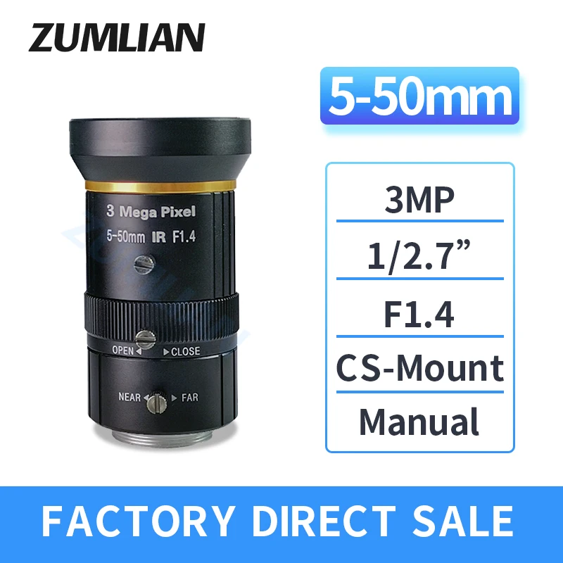 Камеры видеонаблюдения ZUMLAIN с переменным фокусным расстоянием 5-50 мм 1/2 7 дюйма