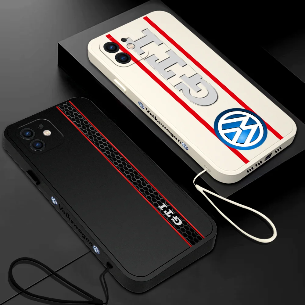 

Luxury Car Logo Volkswagen GTI Phone Case For Samsung A53 A50 A12 A52 A51 A72 A71 A73 A32 A22 A20 A30 A21S 4G 5G with Hand Strap