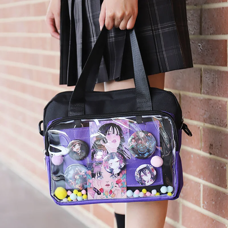 

Модная студенческая сумка в японском стиле Ita, Прозрачная женская сумка, трендовая сумка в стиле Харадзюку для девочек, сумка через плечо, до...