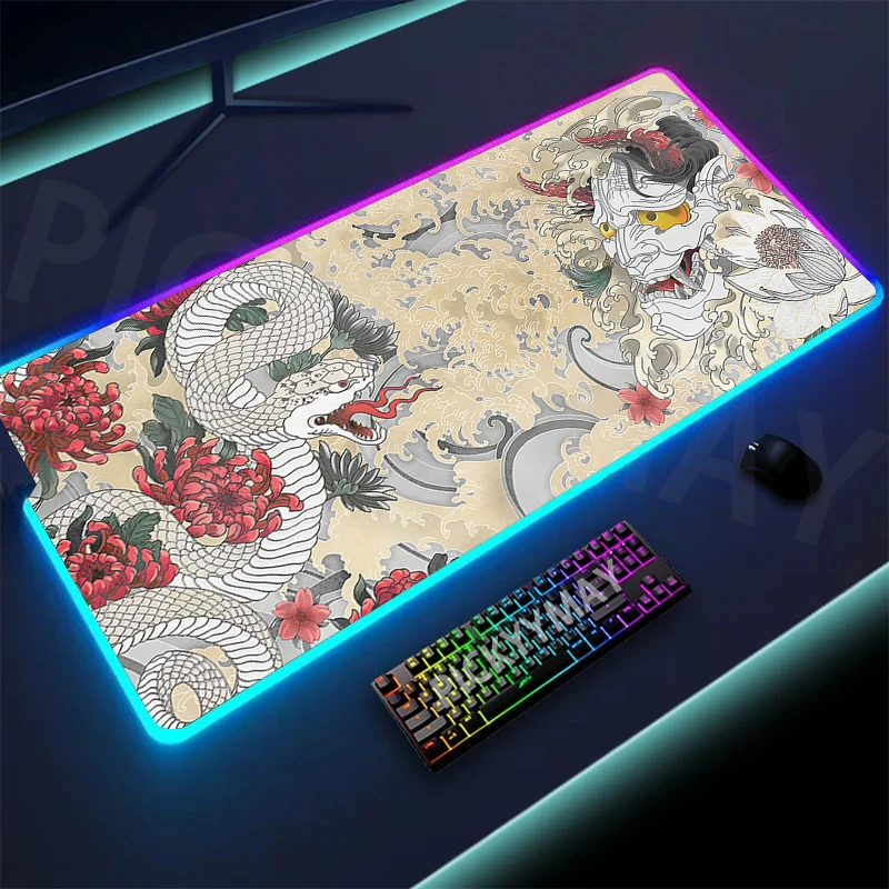 

Large RGB Mouse Pad Gaming Mousepad LED Mouse Mat Chinese Element Gamer Mousepads Table Pads Keyboard Mats Desk Rug With Backlit