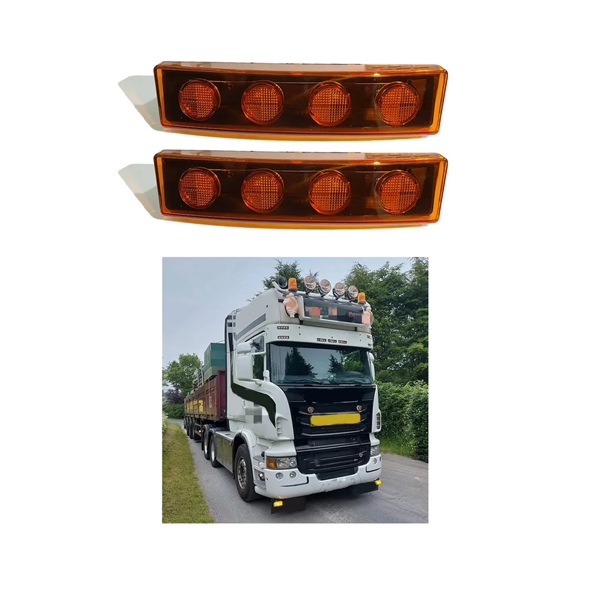 

24V LED Sunvisor Lamp Signal Light Top Lights for Scania Truck Series 1798980 1910437 Yellow