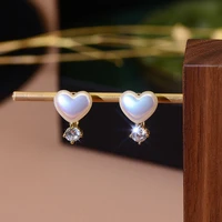 retro high end french romantic pearl love pendant earrings female 2022 new fashion zircon jewelry party girl earrings