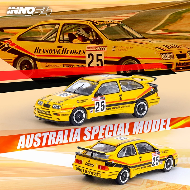 

Модель гоночного автомобиля INNO 1:64 Sierra RS500 желтая из сплава