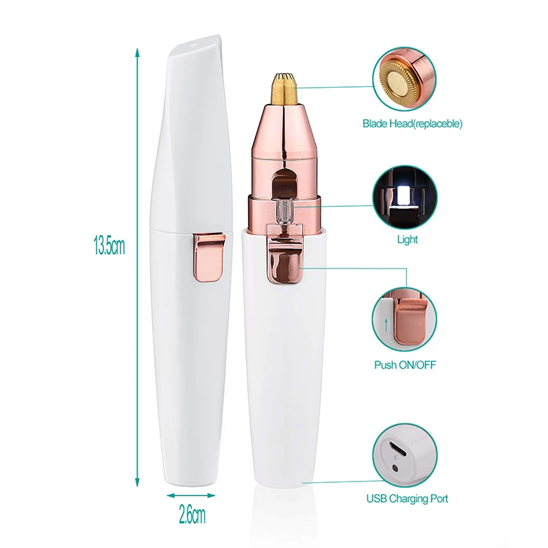 2 in 1 Electric Eyebrow Trimmer Painless Eye Brow Epilator For Women Makeup Mini Razors Portable Facial Hair Removal Shaver enlarge