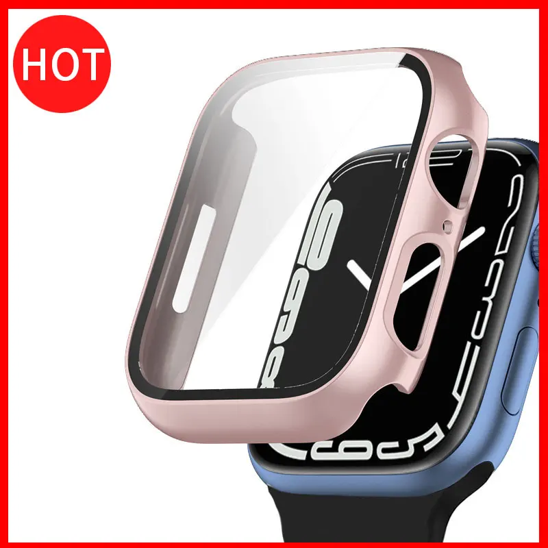 

Glass+Case+Strap For Apple Watch band 45mm 41mm 44mm 40mm 38mm 42mm sport Silicone watchband bracelet iWatch serie 3 4 5 6 se 7