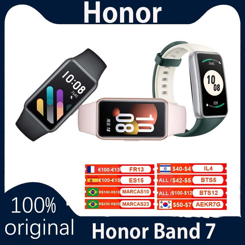 

Original Honor Band 7 Smart Band Blood Oxygen 1.47'' inch Heart Rate Tracker Sports Smart Bracelet 2 Weeks Battery Life