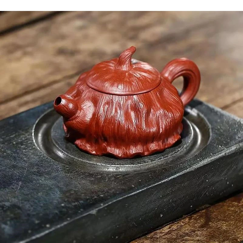 Винтажный ручная роспись фиолетового глиняного чайника в форме кунг-фу чайный