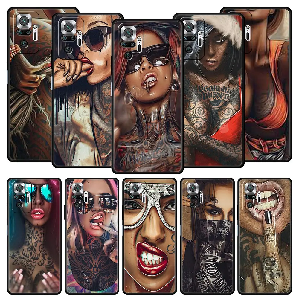 

Silicone Phone Case For Redmi Note 11 Pro+ 11T 10 10S 9S 9T 9A 9C 8 8T 8A 7 Case for Note 9Pro Cover Fashion Hot Girls Shell