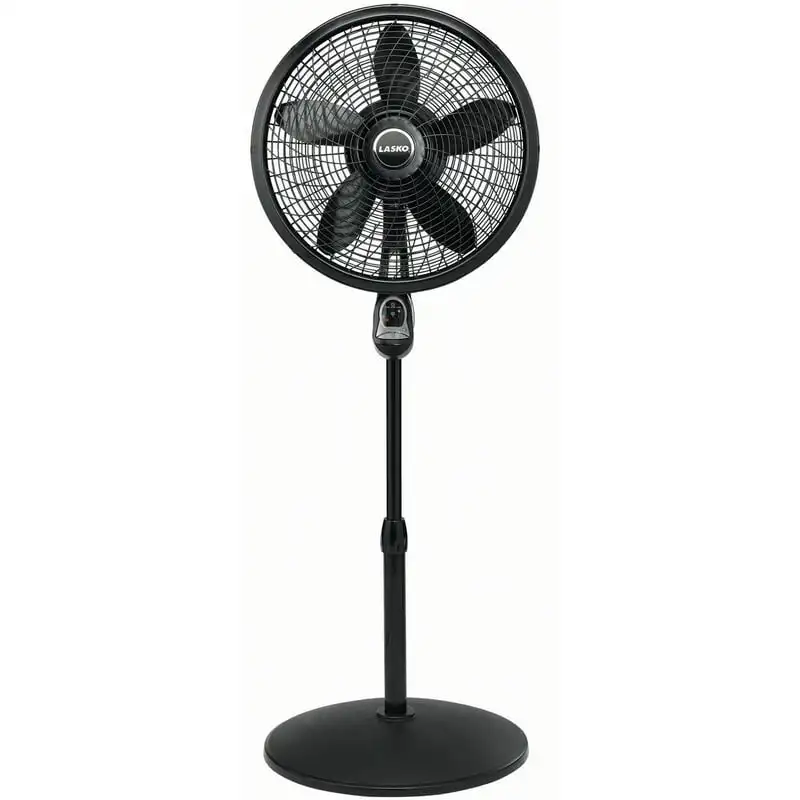 

18" 3-Speed Oscillating Cyclone Pedestal Fan with Remote and Timer, 1843, Black