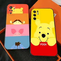 cartoon winnie the pooh phone case for xiaomi redmi note 10 10s 10t pro for redmi note 10 5g case soft coque black
