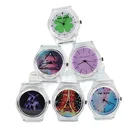 Часы женские кварцевые прозрачные, спортивные повседневные наручные, с мультяшным рисунком, с кристаллами