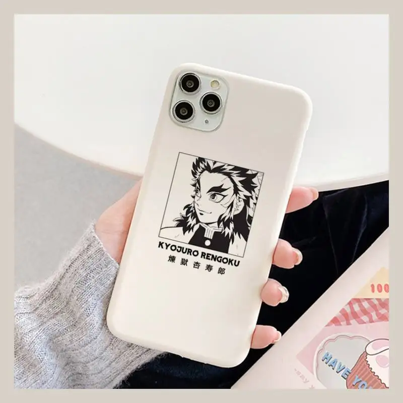 

Demon Slayer Rengoku Kyoujurou Phone Case for iPhone 11 12 13 Mini Pro Xs Max 8 7 6 6S Plus X XR Solid Candy Color Case