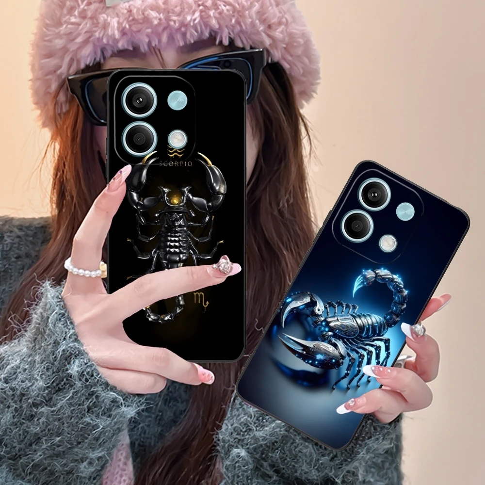 Colored Golden Scorpio Mobile Cell Phone Case for Xiaomi Redmi Note 13 12 11 10 9 8 7 6 S A Pro Lite Plus 5G Black Cover Shell